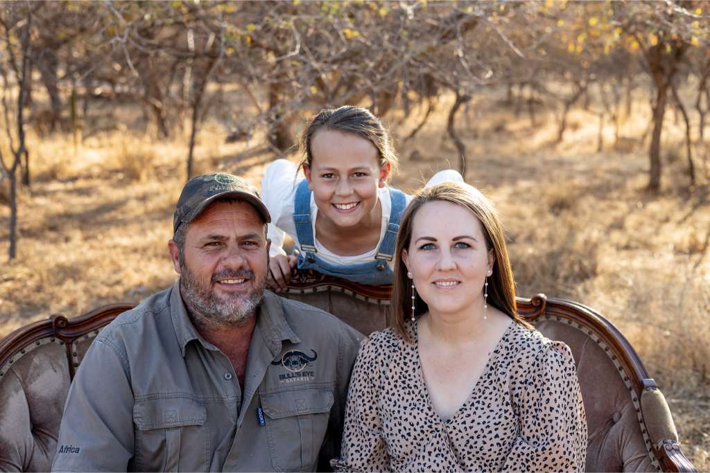 Dawie Spangenberg and his family on the farm