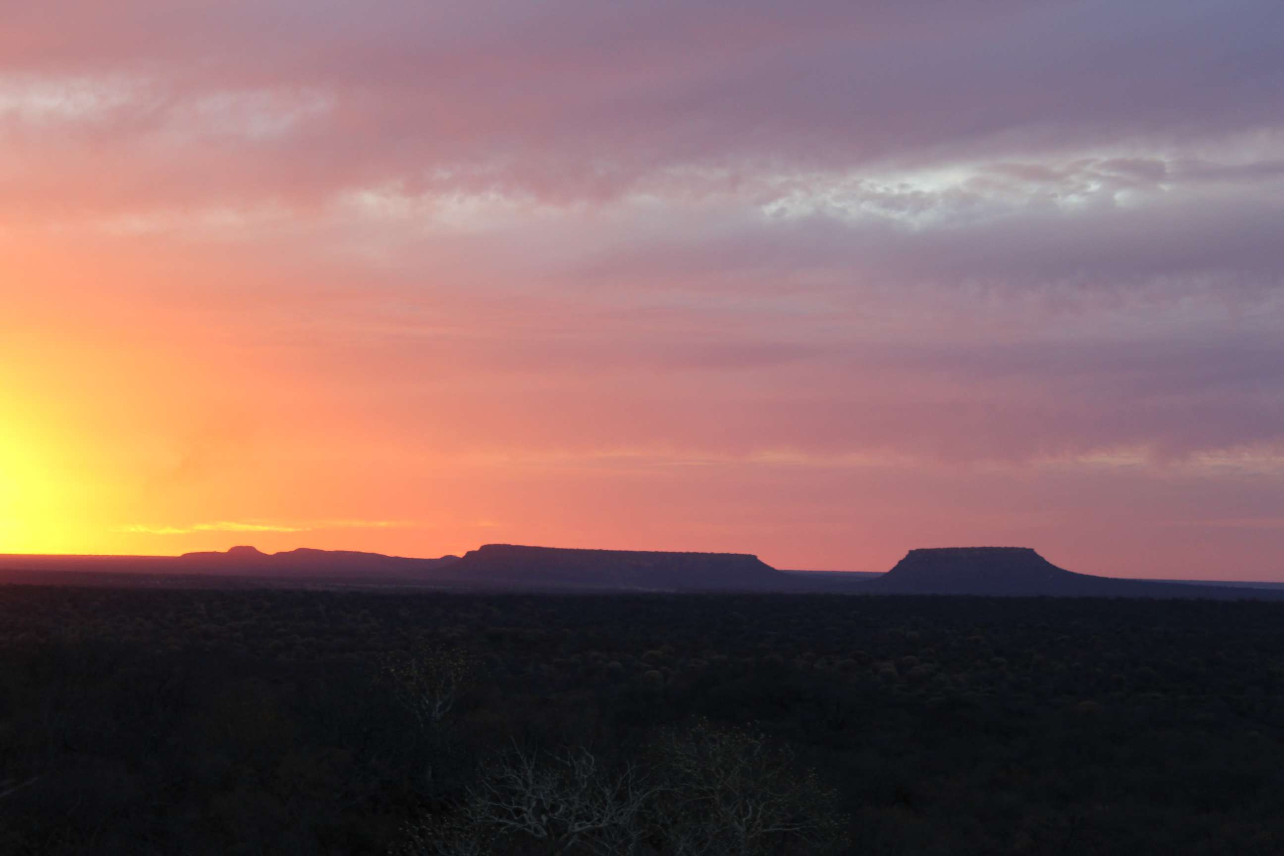 Sunset with a view of the mountains